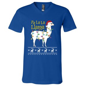 Fa La La Llama Christmas Funny Ugly Christmas Meaningful Gift V-Neck T-Shirt