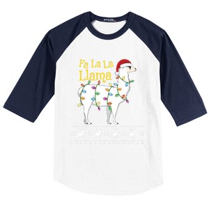 Fa La La Llama Christmas Funny Ugly Christmas Meaningful Gift Baseball Sleeve Shirt