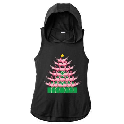 Fa La La Mingo Pink Flamingo Christmas Tree Lights Chain Ladies PosiCharge Tri-Blend Wicking Draft Hoodie Tank