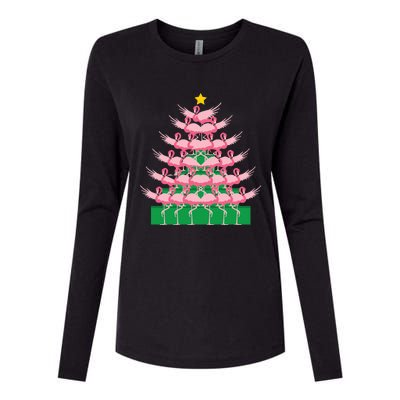 Fa La La Mingo Pink Flamingo Christmas Tree Lights Chain Womens Cotton Relaxed Long Sleeve T-Shirt