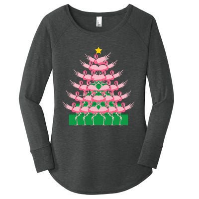 Fa La La Mingo Pink Flamingo Christmas Tree Lights Chain Women's Perfect Tri Tunic Long Sleeve Shirt