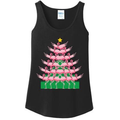 Fa La La Mingo Pink Flamingo Christmas Tree Lights Chain Ladies Essential Tank