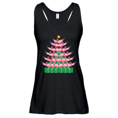 Fa La La Mingo Pink Flamingo Christmas Tree Lights Chain Ladies Essential Flowy Tank