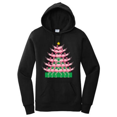 Fa La La Mingo Pink Flamingo Christmas Tree Lights Chain Women's Pullover Hoodie