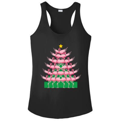 Fa La La Mingo Pink Flamingo Christmas Tree Lights Chain Ladies PosiCharge Competitor Racerback Tank