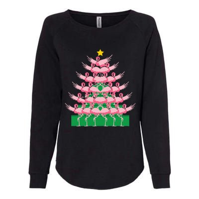 Fa La La Mingo Pink Flamingo Christmas Tree Lights Chain Womens California Wash Sweatshirt