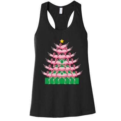 Fa La La Mingo Pink Flamingo Christmas Tree Lights Chain Women's Racerback Tank