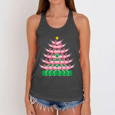 Fa La La Mingo Pink Flamingo Christmas Tree Lights Chain Women's Knotted Racerback Tank