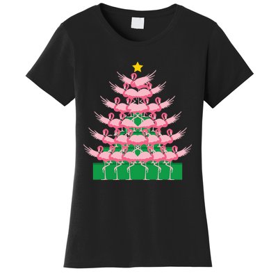 Fa La La Mingo Pink Flamingo Christmas Tree Lights Chain Women's T-Shirt