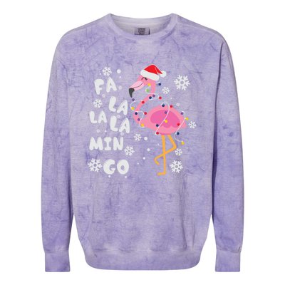 Fa La La La Mingo Christmas Day Pink Flamingo Merry Xmas Gift Colorblast Crewneck Sweatshirt