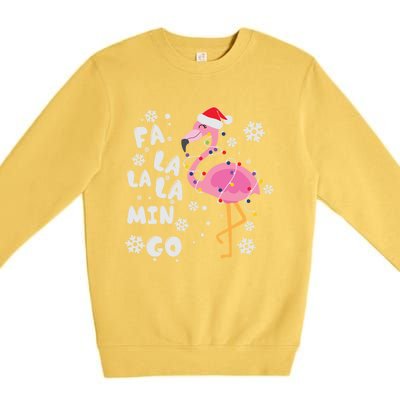 Fa La La La Mingo Christmas Day Pink Flamingo Merry Xmas Gift Premium Crewneck Sweatshirt