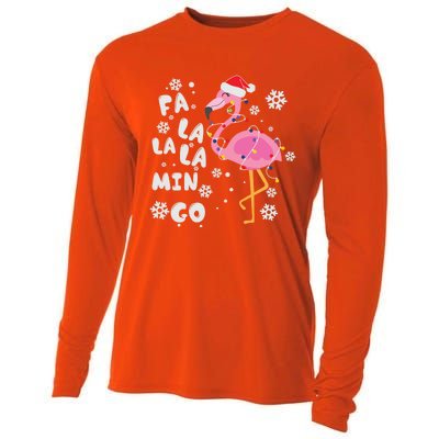 Fa La La La Mingo Christmas Day Pink Flamingo Merry Xmas Gift Cooling Performance Long Sleeve Crew