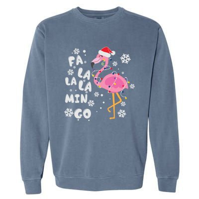 Fa La La La Mingo Christmas Day Pink Flamingo Merry Xmas Gift Garment-Dyed Sweatshirt