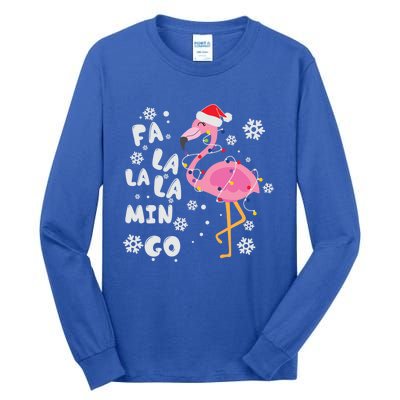 Fa La La La Mingo Christmas Day Pink Flamingo Merry Xmas Gift Tall Long Sleeve T-Shirt