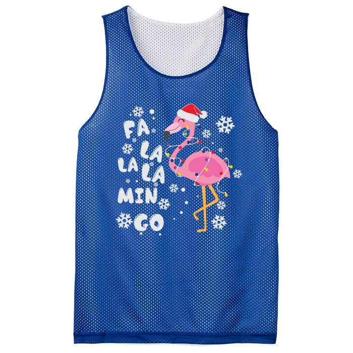 Fa La La La Mingo Christmas Day Pink Flamingo Merry Xmas Gift Mesh Reversible Basketball Jersey Tank