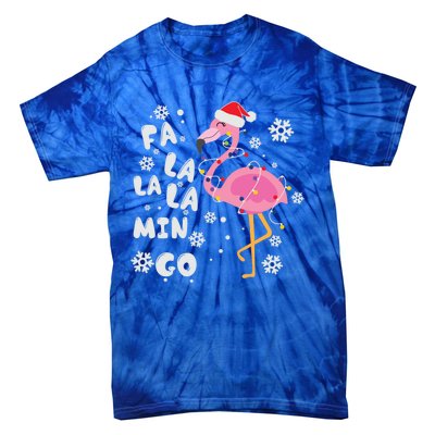 Fa La La La Mingo Christmas Day Pink Flamingo Merry Xmas Gift Tie-Dye T-Shirt