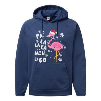 Fa La La La Mingo Christmas Day Pink Flamingo Merry Xmas Gift Performance Fleece Hoodie