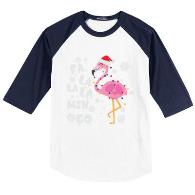 Fa La La La Mingo Christmas Day Pink Flamingo Merry Xmas Gift Baseball Sleeve Shirt