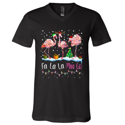 Fa La La La Mingo Flamingo Christmas V-Neck T-Shirt