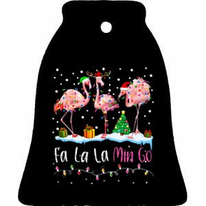 Fa La La La Mingo Flamingo Christmas Ceramic Bell Ornament