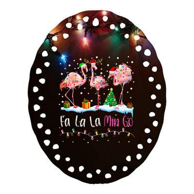 Fa La La La Mingo Flamingo Christmas Ceramic Oval Ornament