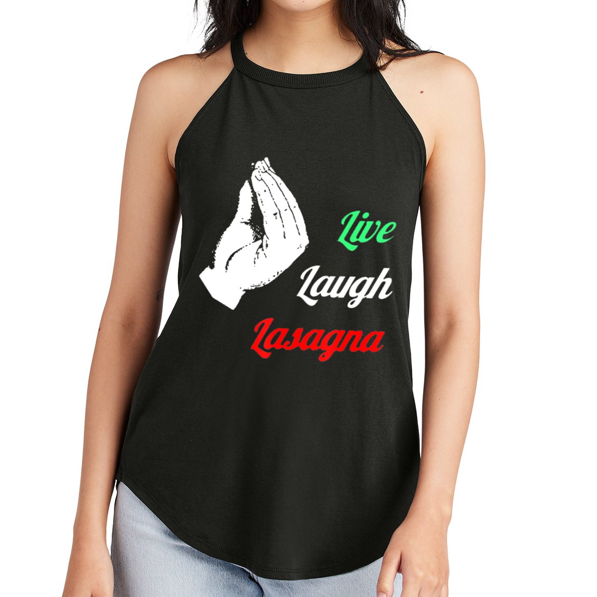 Funny Live Laugh Lasagna Tshirt Funny Lasagna Lovers Women's Perfect Tri Rocker Tank