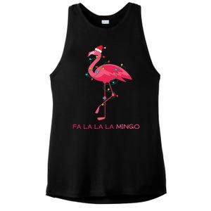 Fa La La La Mingo Flamingo Santa Pink Ugly Christmas Sweater Ladies PosiCharge Tri-Blend Wicking Tank