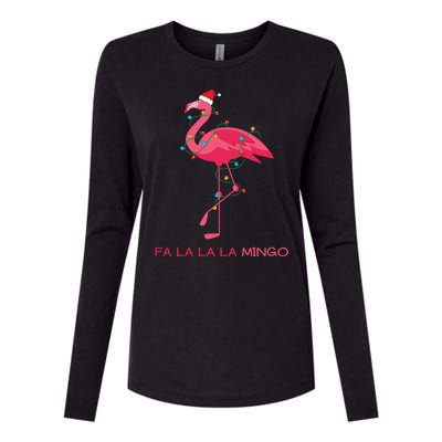 Fa La La La Mingo Flamingo Santa Pink Ugly Christmas Sweater Womens Cotton Relaxed Long Sleeve T-Shirt