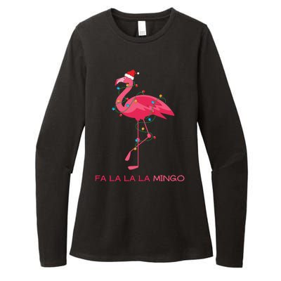 Fa La La La Mingo Flamingo Santa Pink Ugly Christmas Sweater Womens CVC Long Sleeve Shirt