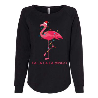 Fa La La La Mingo Flamingo Santa Pink Ugly Christmas Sweater Womens California Wash Sweatshirt