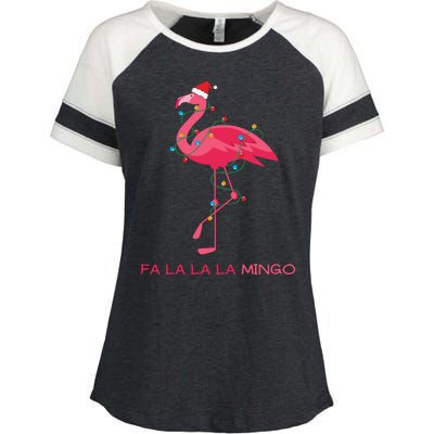 Fa La La La Mingo Flamingo Santa Pink Ugly Christmas Sweater Enza Ladies Jersey Colorblock Tee