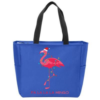 Fa La La La Mingo Flamingo Santa Pink Ugly Christmas Sweater Zip Tote Bag