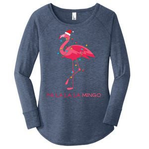 Fa La La La Mingo Flamingo Santa Pink Ugly Christmas Sweater Women's Perfect Tri Tunic Long Sleeve Shirt