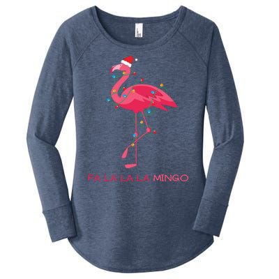 Fa La La La Mingo Flamingo Santa Pink Ugly Christmas Sweater Women's Perfect Tri Tunic Long Sleeve Shirt