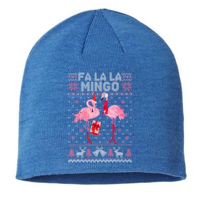 Fa La La La Mingo Flamingo Santa Pink Ugly Christmas Gift Sustainable Beanie