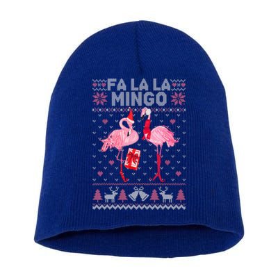 Fa La La La Mingo Flamingo Santa Pink Ugly Christmas Gift Short Acrylic Beanie