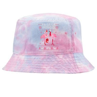 Fa La La La Mingo Flamingo Santa Pink Ugly Christmas Gift Tie-Dyed Bucket Hat