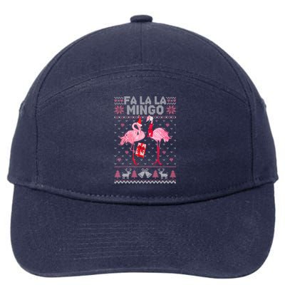 Fa La La La Mingo Flamingo Santa Pink Ugly Christmas Gift 7-Panel Snapback Hat