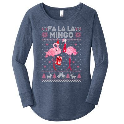 Fa La La La Mingo Flamingo Santa Pink Ugly Christmas Gift Women's Perfect Tri Tunic Long Sleeve Shirt