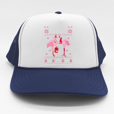 Fa La La La Mingo Flamingo Santa Pink Ugly Christmas Gift Trucker Hat