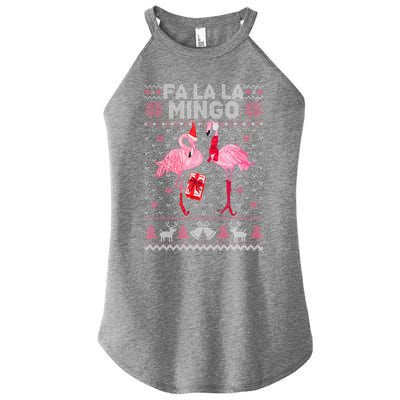 Fa La La La Mingo Flamingo Santa Pink Ugly Christmas Gift Women’s Perfect Tri Rocker Tank