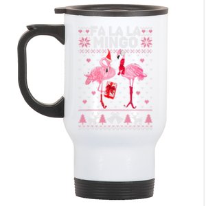 Fa La La La Mingo Flamingo Santa Pink Ugly Christmas Gift Stainless Steel Travel Mug