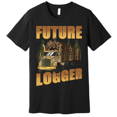 Future Logger Lumberjack Wood Cutter Logging Sawmill Gift Premium T-Shirt