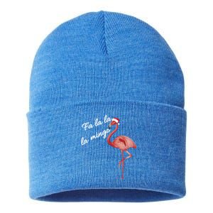 Fa La La La Mingo Flamingo Christmas Xmas Gift Sustainable Knit Beanie