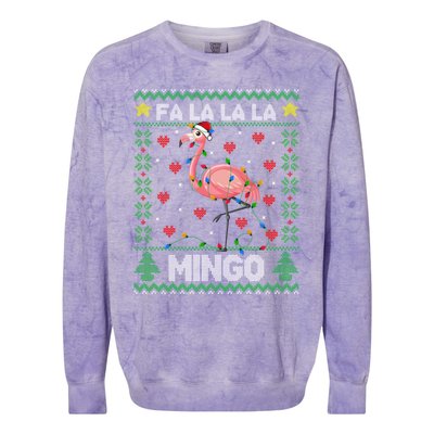 Fa La La La Mingo Funny Flamingo Ugly Christmas Sweater Gift Colorblast Crewneck Sweatshirt