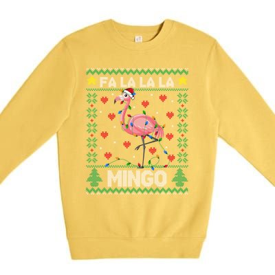 Fa La La La Mingo Funny Flamingo Ugly Christmas Sweater Gift Premium Crewneck Sweatshirt