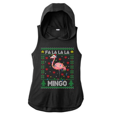 Fa La La La Mingo Funny Flamingo Ugly Christmas Sweater Gift Ladies PosiCharge Tri-Blend Wicking Draft Hoodie Tank