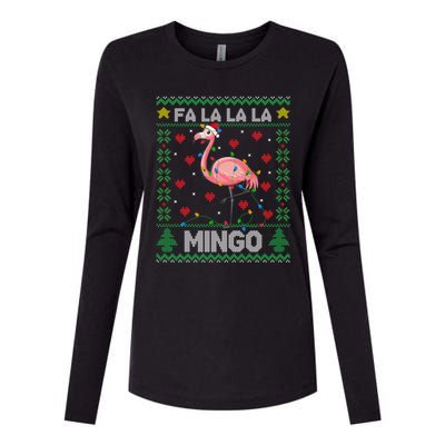 Fa La La La Mingo Funny Flamingo Ugly Christmas Sweater Gift Womens Cotton Relaxed Long Sleeve T-Shirt