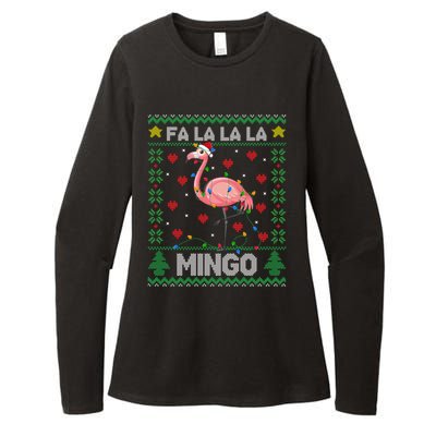 Fa La La La Mingo Funny Flamingo Ugly Christmas Sweater Gift Womens CVC Long Sleeve Shirt