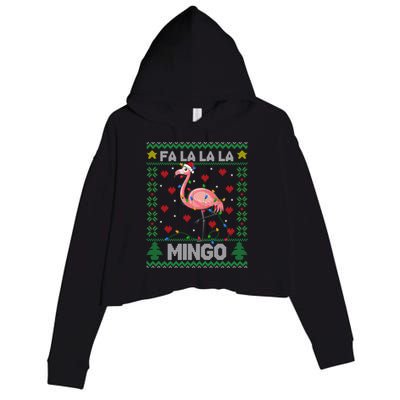 Fa La La La Mingo Funny Flamingo Ugly Christmas Sweater Gift Crop Fleece Hoodie